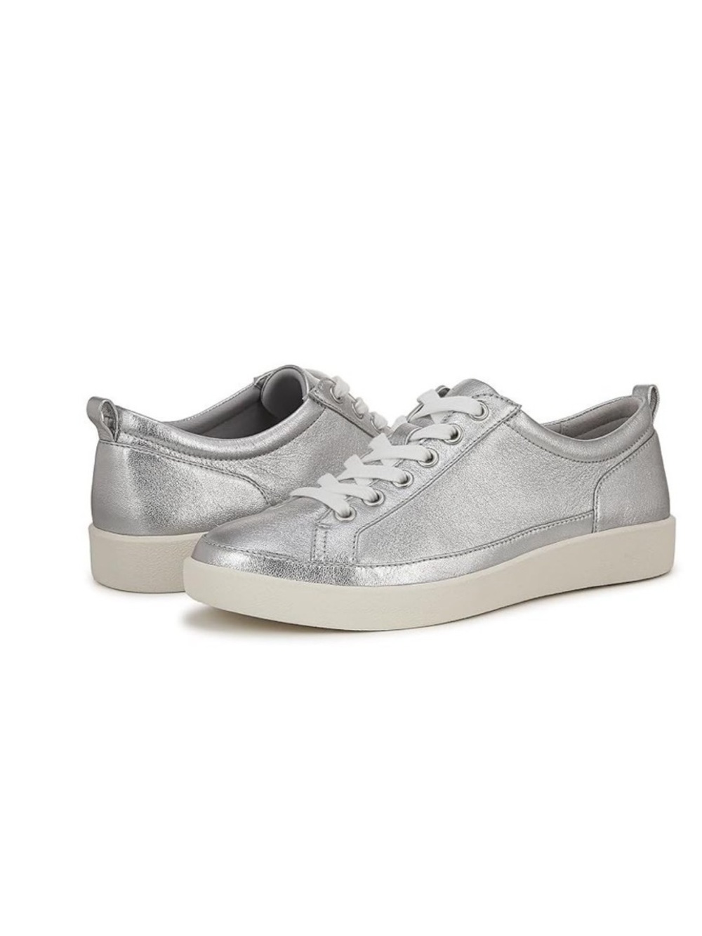 Vionic Winny Fashion Sneakers Silver Mettalic Leather Lace Up Comfort 9